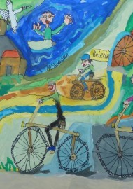 „Die große Radtour von Belecke bis zum Möhnesee“ (Siegerbild des Kindermalwettbewerbs „Möhne-Maler 2014“) von Semjon Ogrodowski